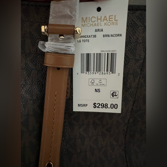 Michael Kors Aria Large Brown Acorn Signature Tote Shoulder Handbag  NWT - Picture 13 of 14